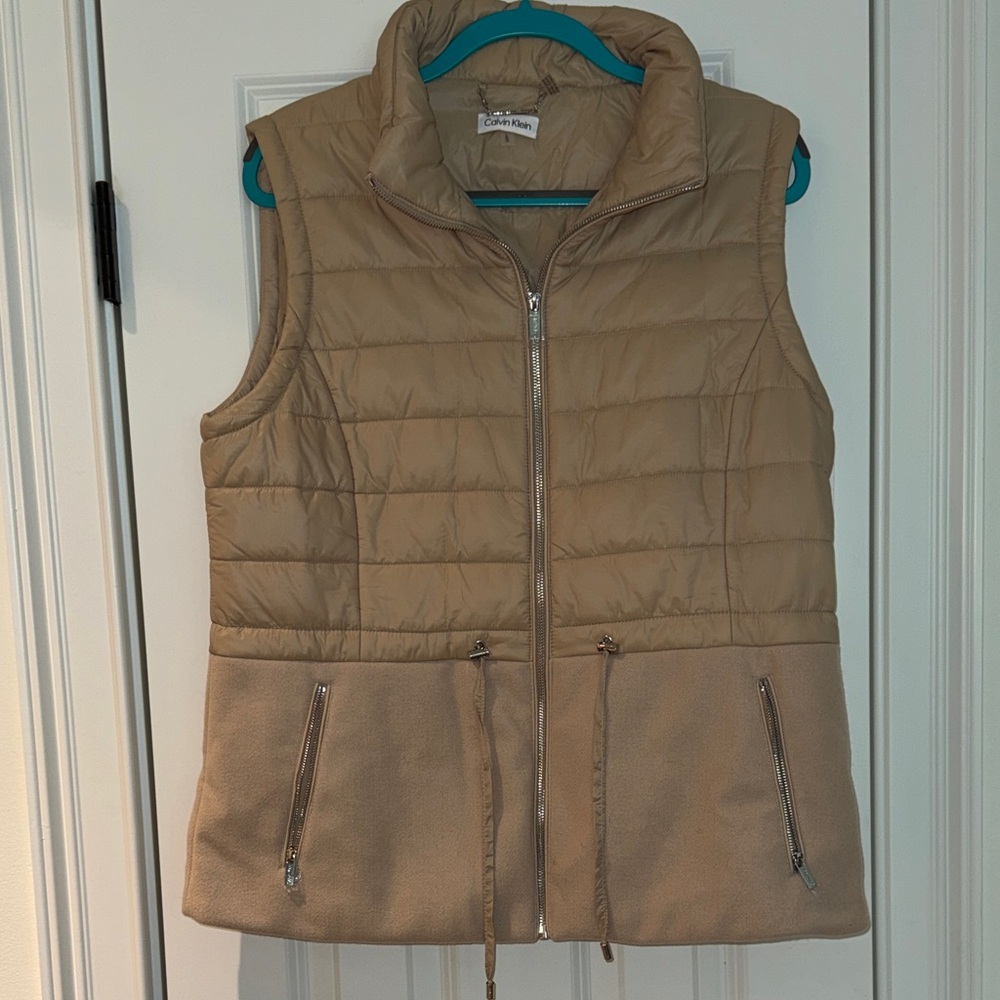 Calvin Klein Beige Quilted Puffer & Fleece Vest
